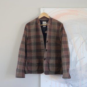 Faconnable Women's Brown Plaid Blazer, Size L, Beautiful Quality, Button Closure